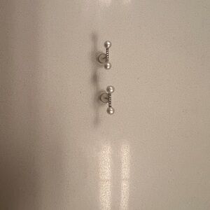 APM Chic Silver Pearl Stud Earrings